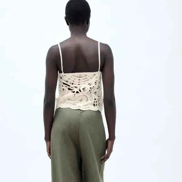 NWT ECRU CROCHET CAMISOLE TOP - Picture 3 of 6